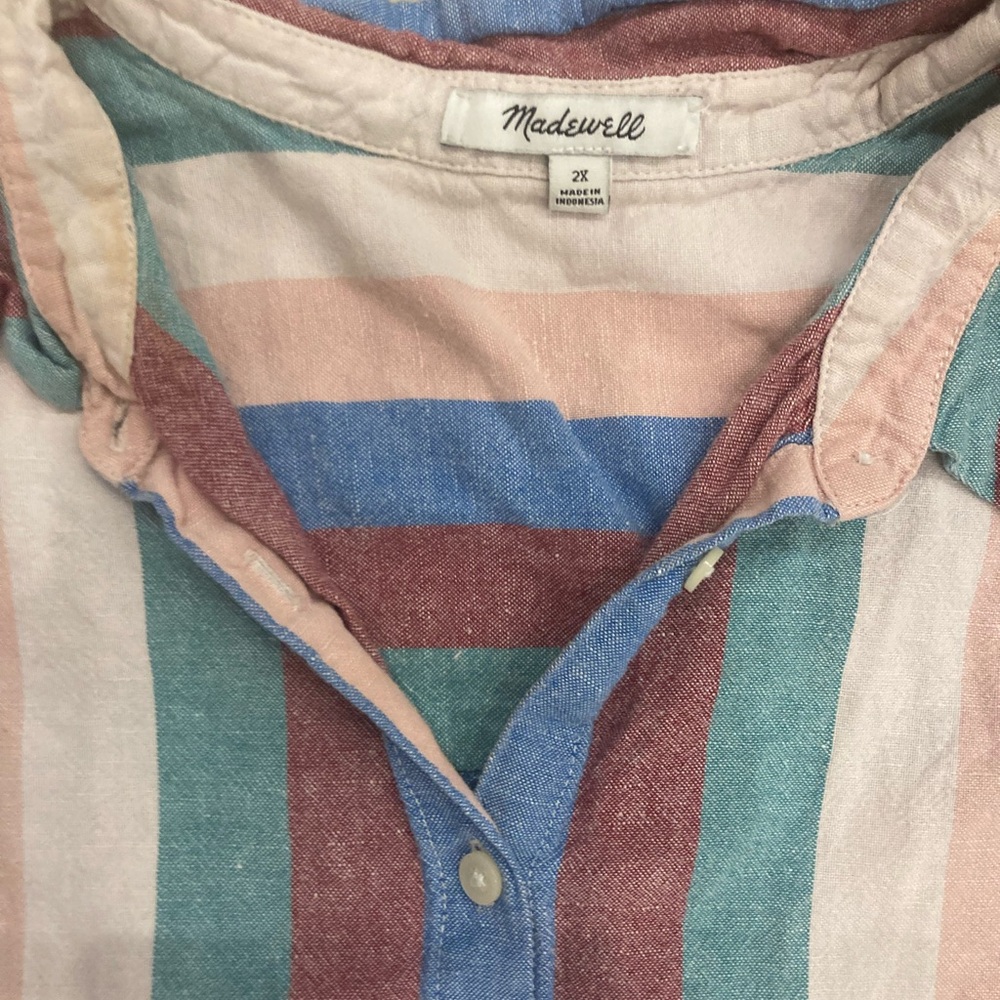 Madewell Casual Striped Light Multicolor Button Up Dress /  Tunic Shirt Combo - Picture 4 of 4